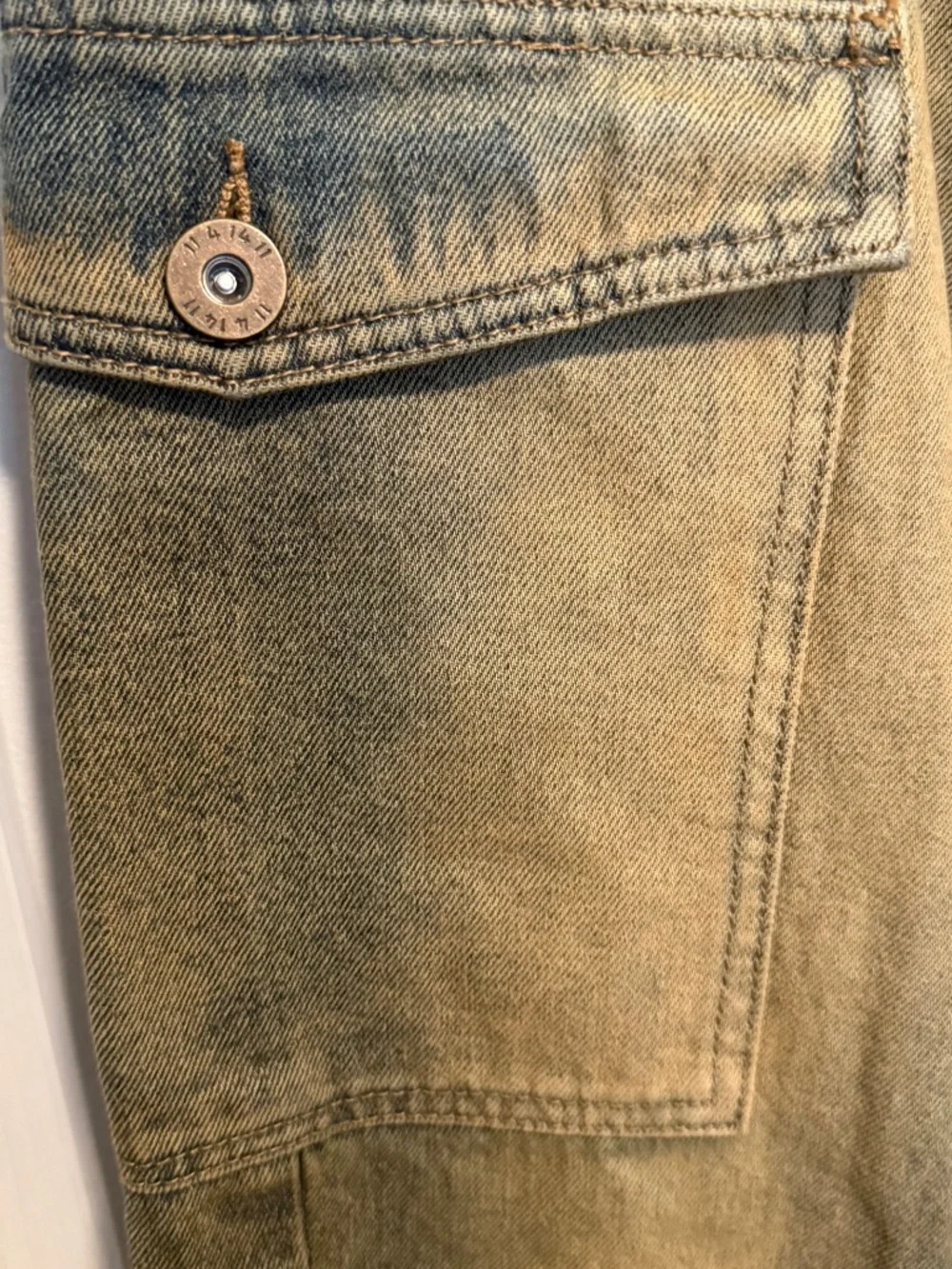 KDNK Men's ADV Baggy Cargo Jean Size 28 Tinted Blue